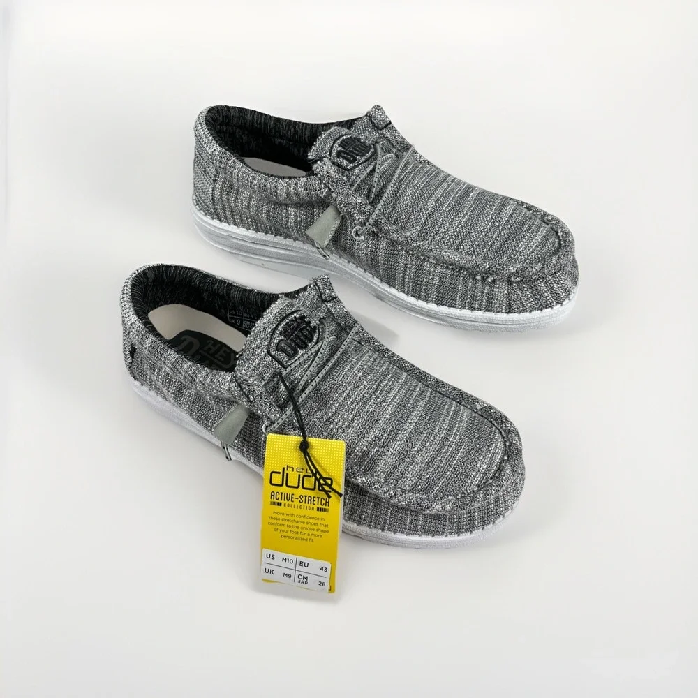 Hey Dude Men's Wally Stretch Mix Slip-On Shoes Color Granite Size M10